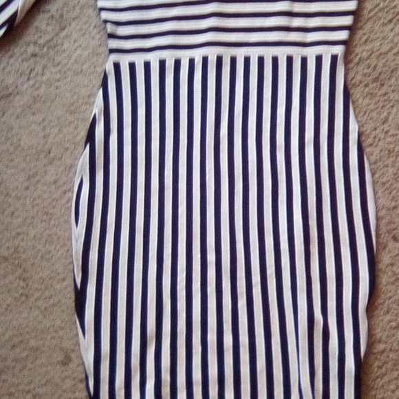 H & M Women Strips V Neck Formal Office Church Work party Boho Dance Dress - Picture 7 of 11